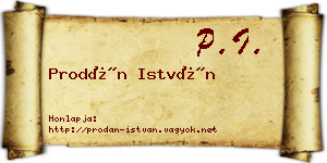 Prodán István névjegykártya